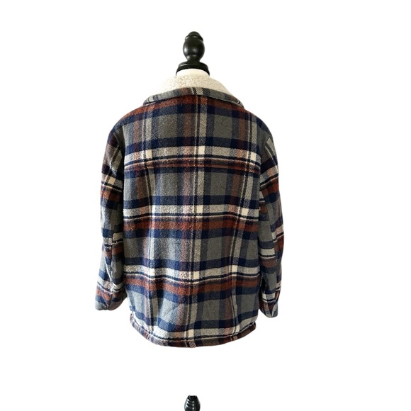 Vintage Blue and Grey Plaid Shirt Jacket Wool-blend Fall Winter Unisex - Picture 2 of 13